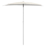 Garden Half Parasol with Pole 180x90 cm Sand - Side View