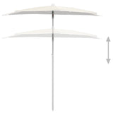 Garden Half Parasol with Pole 180x90 cm Sand - Top-Down View