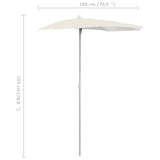Garden Half Parasol with Pole 180x90 cm Sand - Low Angle