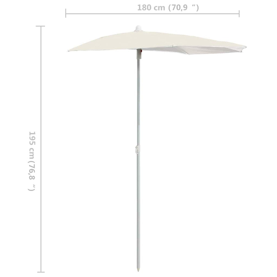 Garden Half Parasol with Pole 180x90 cm Sand