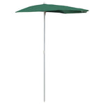 Garden Half Parasol with Pole 180x90 cm Green