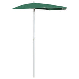 Garden Half Parasol with Pole 180x90 cm Green - Front View
