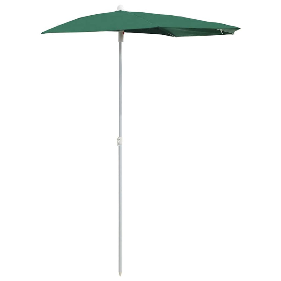 Garden Half Parasol with Pole 180x90 cm Green