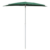 Garden Half Parasol with Pole 180x90 cm Green - Side View