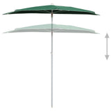 Garden Half Parasol with Pole 180x90 cm Green - Top-Down View
