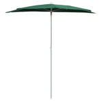 Garden Half Parasol with Pole 180x90 cm Green