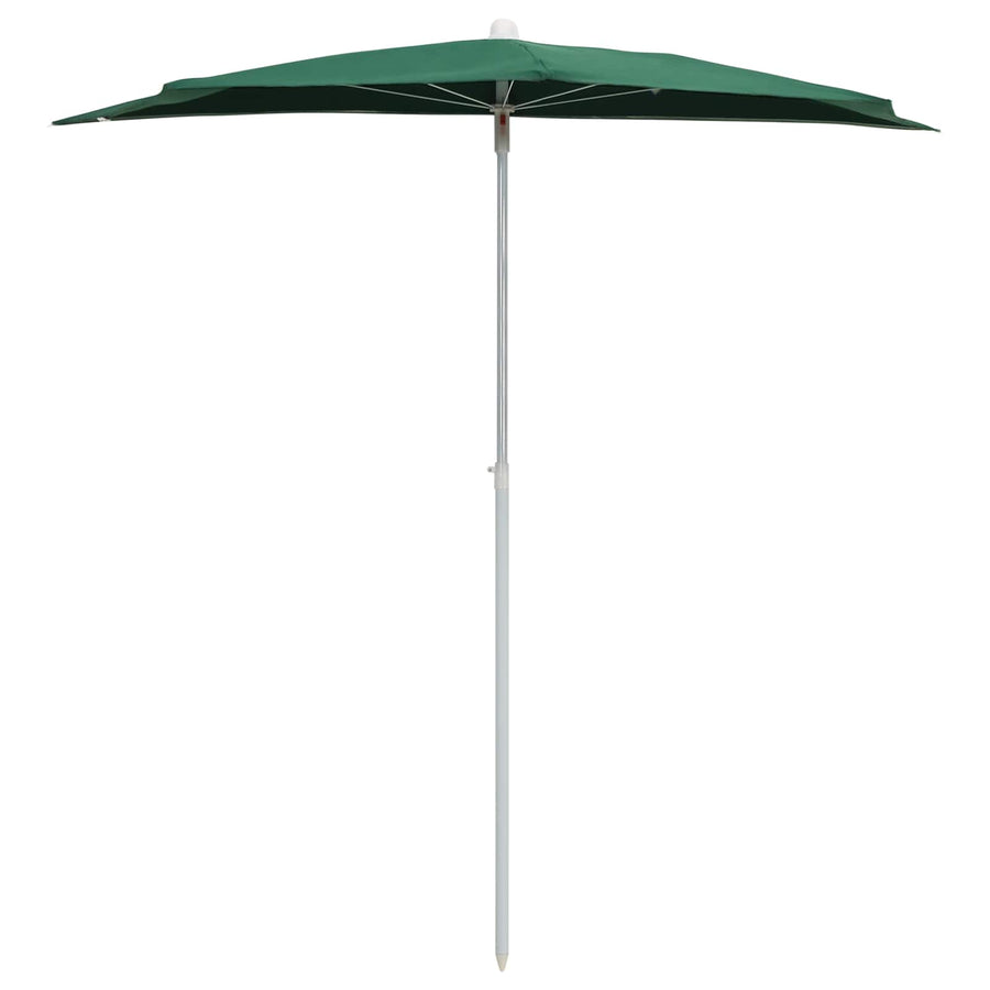 Garden Half Parasol with Pole 180x90 cm Green