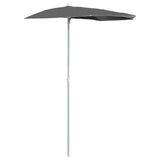 Garden Half Parasol with Pole 180x90 cm Anthracite - Front View