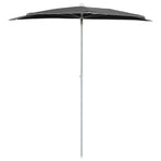 Garden Half Parasol with Pole 180x90 cm Anthracite