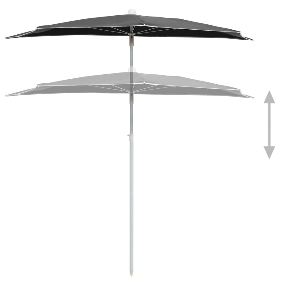 Garden Half Parasol with Pole 180x90 cm Anthracite
