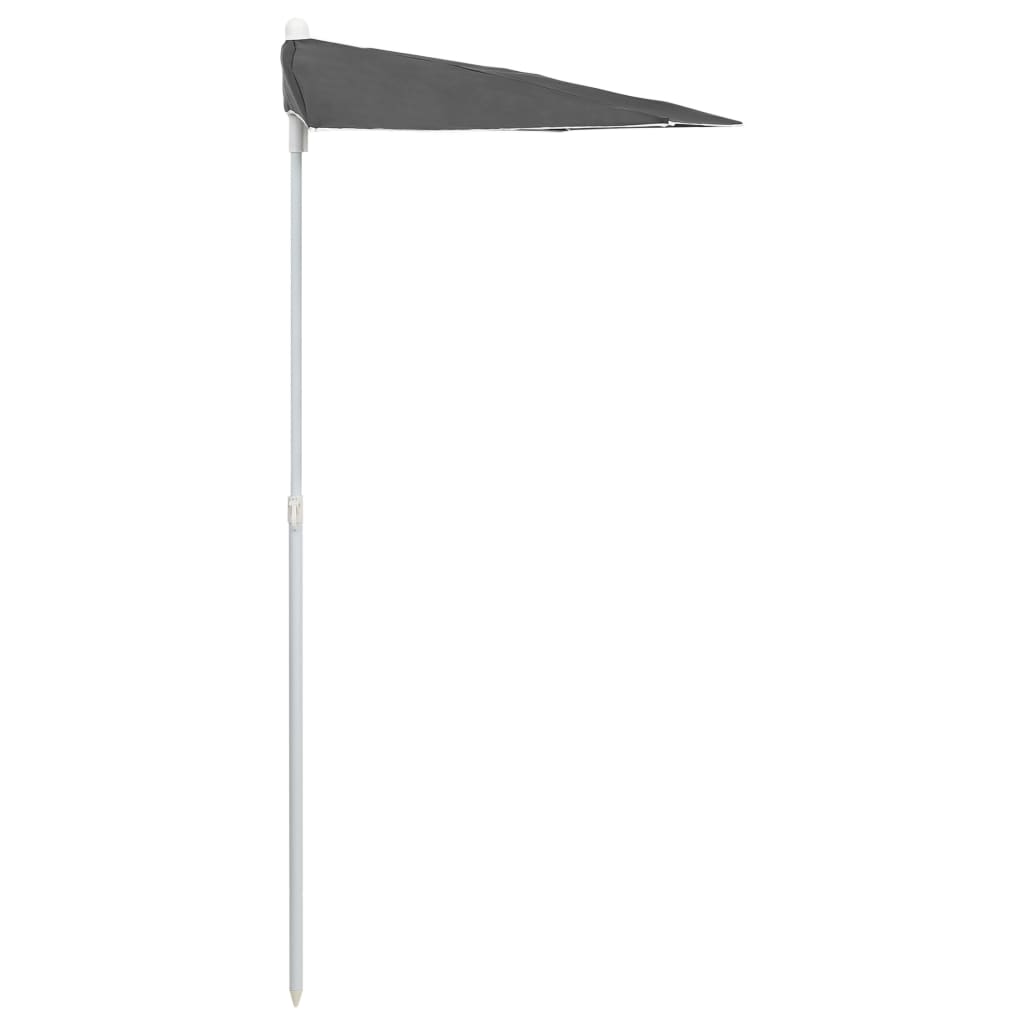 Garden Half Parasol with Pole 180x90 cm Anthracite