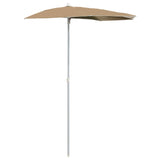 Garden Half Parasol with Pole 180x90 cm Taupe - Front View