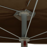 Garden Half Parasol with Pole 180x90 cm Taupe - Close-Up Angle