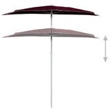 Garden Half Parasol with Pole 180x90 cm Bordeaux Red - Top-Down View