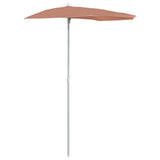 Garden Half Parasol with Pole 180x90 cm Terracotta