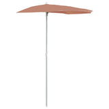 Garden Half Parasol with Pole 180x90 cm Terracotta - Front View