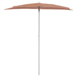 Garden Half Parasol with Pole 180x90 cm Terracotta - Side View