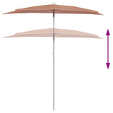 Garden Half Parasol with Pole 180x90 cm Terracotta