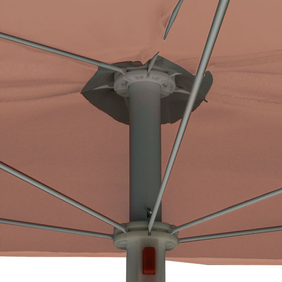 Garden Half Parasol with Pole 180x90 cm Terracotta