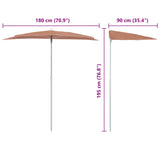 Garden Half Parasol with Pole 180x90 cm Terracotta - Low Angle