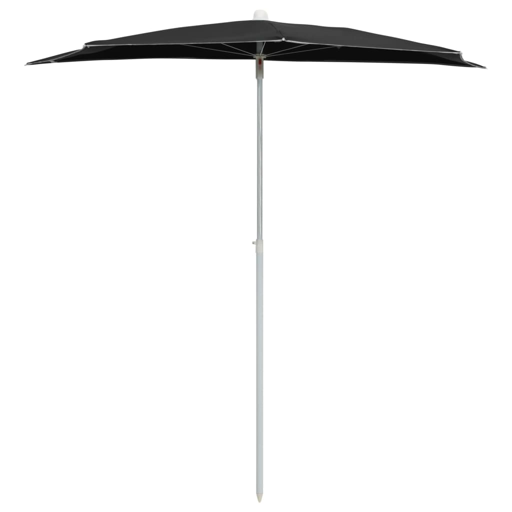 Garden Half Parasol with Pole 180x90 cm Black