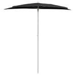 Garden Half Parasol with Pole 180x90 cm Black