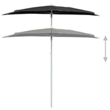 Garden Half Parasol with Pole 180x90 cm Black - Top-Down View