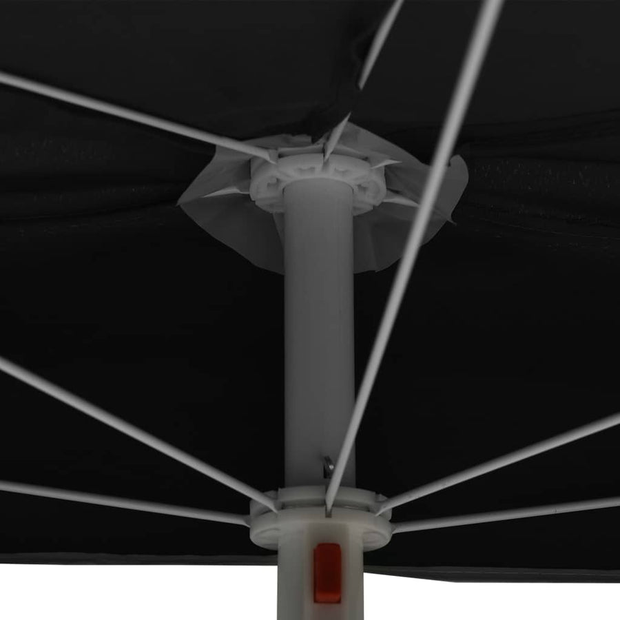 Garden Half Parasol with Pole 180x90 cm Black