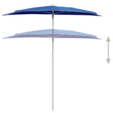 Garden Half Parasol with Pole 180x90 cm Azure Blue - Top-Down View