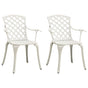 Garden Chairs 2 pcs Cast Aluminium White