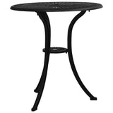 Garden Table Black 62x62x65 cm Cast Aluminium - Front View