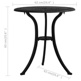 Garden Table Black 62x62x65 cm Cast Aluminium - Rear View