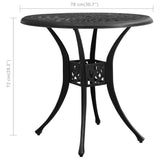 Garden Table Black 78x78x72 cm Cast Aluminium - Rear View