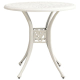 Garden Table White 78x78x72 cm Cast Aluminium - Front View