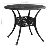 Garden Table Black 90x90x74 cm Cast Aluminium - Rear View