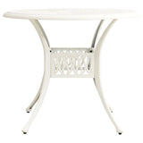 Garden Table White 90x90x74 cm Cast Aluminium - Front View