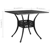 Garden Table Black 90x90x73 cm Cast Aluminium - Rear View