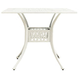 Garden Table White 90x90x73 cm Cast Aluminium - Front View