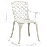 3 Piece Bistro Set Cast Aluminium White - Low Angle