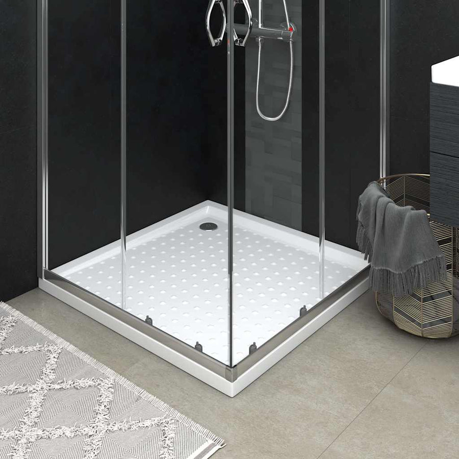 Shower Base Tray with Dots White 90x90x4 cm ABS