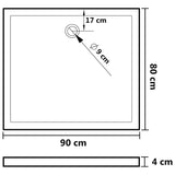 Rectangular ABS Shower Base Tray White 80x90 cm - Low Angle