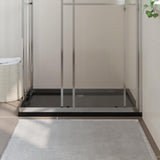 Rectangular ABS Shower Base Tray Black 80x120 cm - Side View