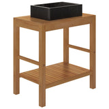 Bathroom Vanity Cabinet Solid Wood Teak with Sink Marble Black