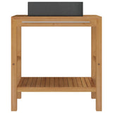 Bathroom Vanity Cabinet Solid Wood Teak with Sink Marble Black