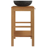 Bathroom Vanity Cabinet Solid Wood Teak with Sink Marble Black