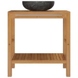 Bathroom Vanity Cabinet Solid Wood Teak with Sink Marble Black - Top-Down View