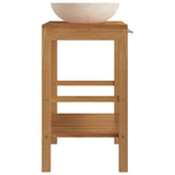 Bathroom Vanity Cabinet Solid Wood Teak with Sink Marble Cream