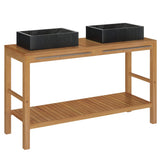 Bathroom Vanity Cabinet Solid Wood Teak with Sinks Marble Black - Front View