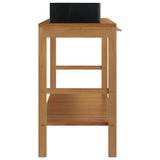 Bathroom Vanity Cabinet Solid Wood Teak with Sinks Marble Black - Top-Down View