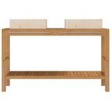 Bathroom Vanity Cabinet Solid Wood Teak with Sinks Marble Cream